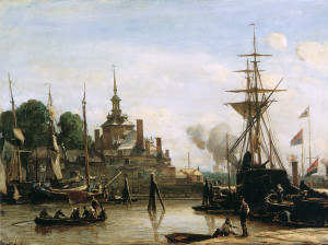 Jongkind-Johan-Barthold-View-on-harbour-Rotterdam-Sun