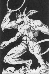 A Glabrezu type demon as illustrated in the 1E AD&D Monster Manual